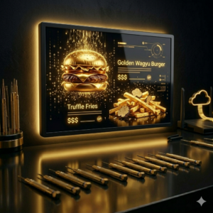 Premium Samsung MagicINFO Digital Menu Board with appetizing food photography for restaurants in Harrow.