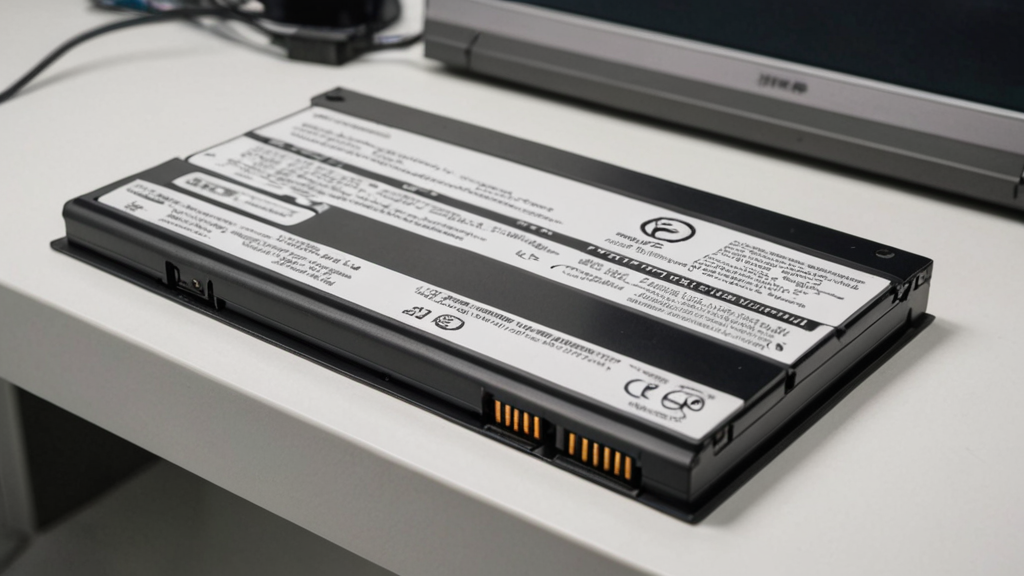 Laptop battery replacement component on professional repair workbench