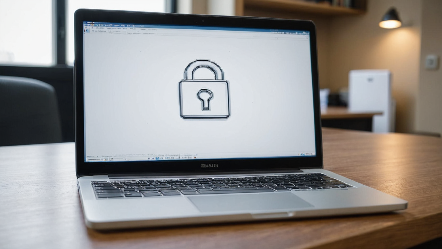 Padlock security icon on laptop screen representing phishing email protection