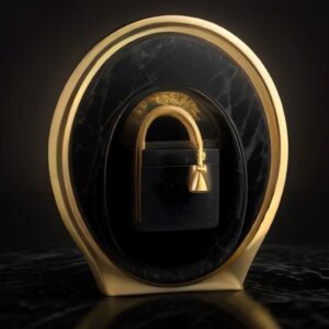 Gold padlock representing 24/7 managed cybersecurity monitoring by Twisha Infotech Harrow